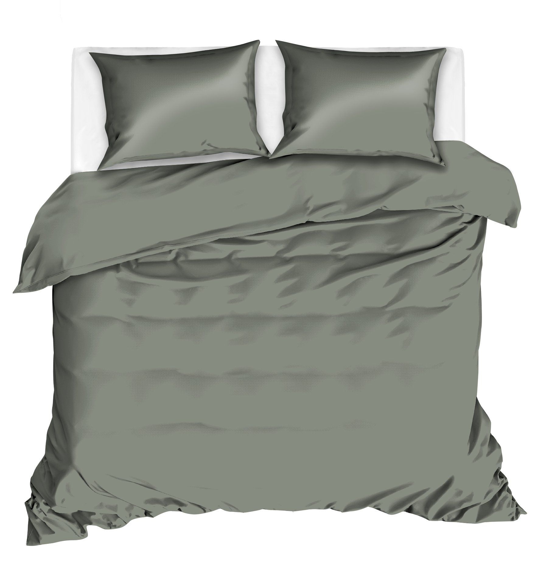 Livello Dekbedovertrek Uni Satijn Olive 2 persoons